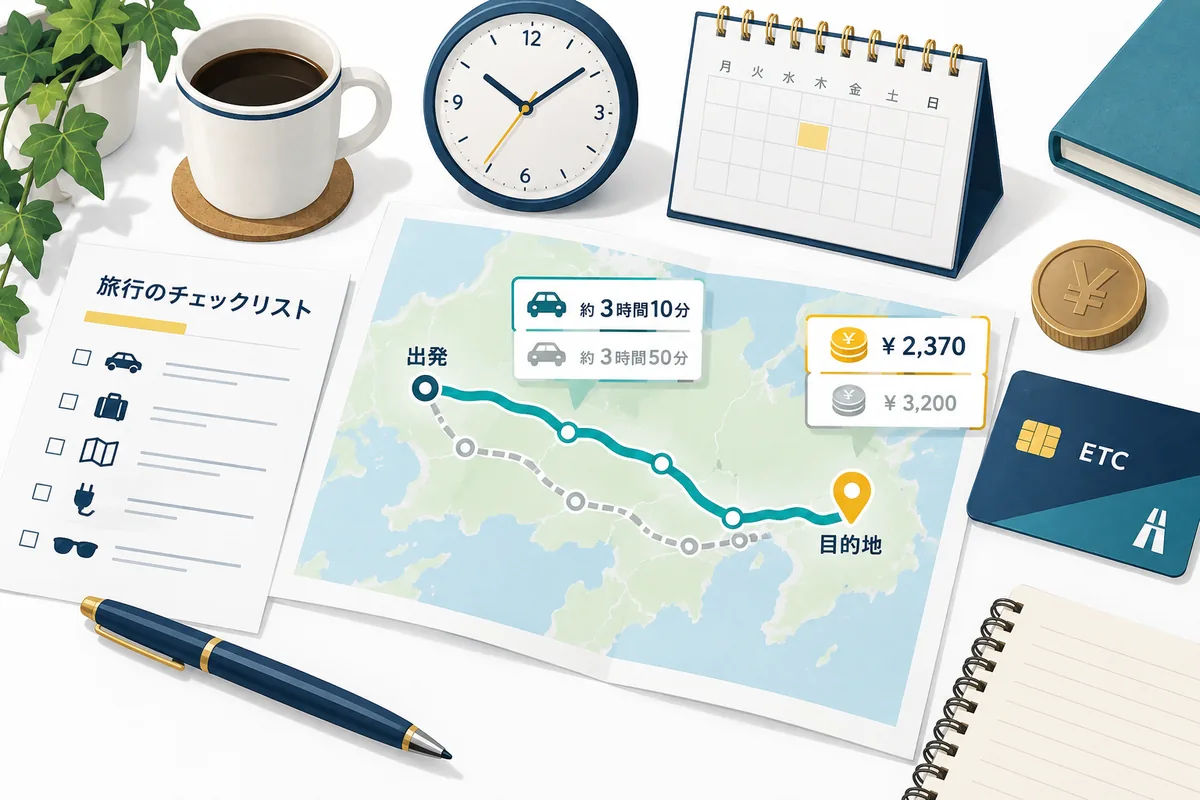 高速道路の料金と所要時間を出発前に比べるチェックリスト